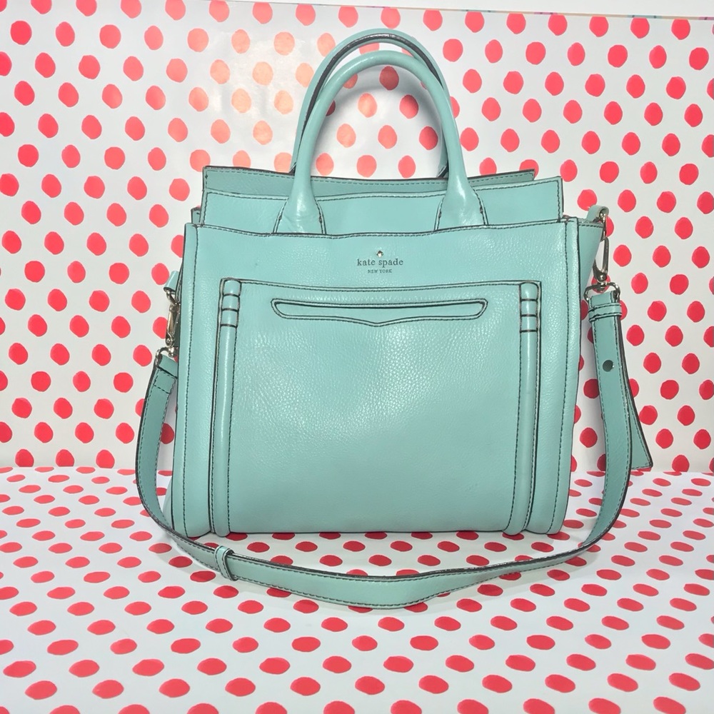 Kate Spade Tiffany Blue Leather Purse Handbag Satchel Work Tote
